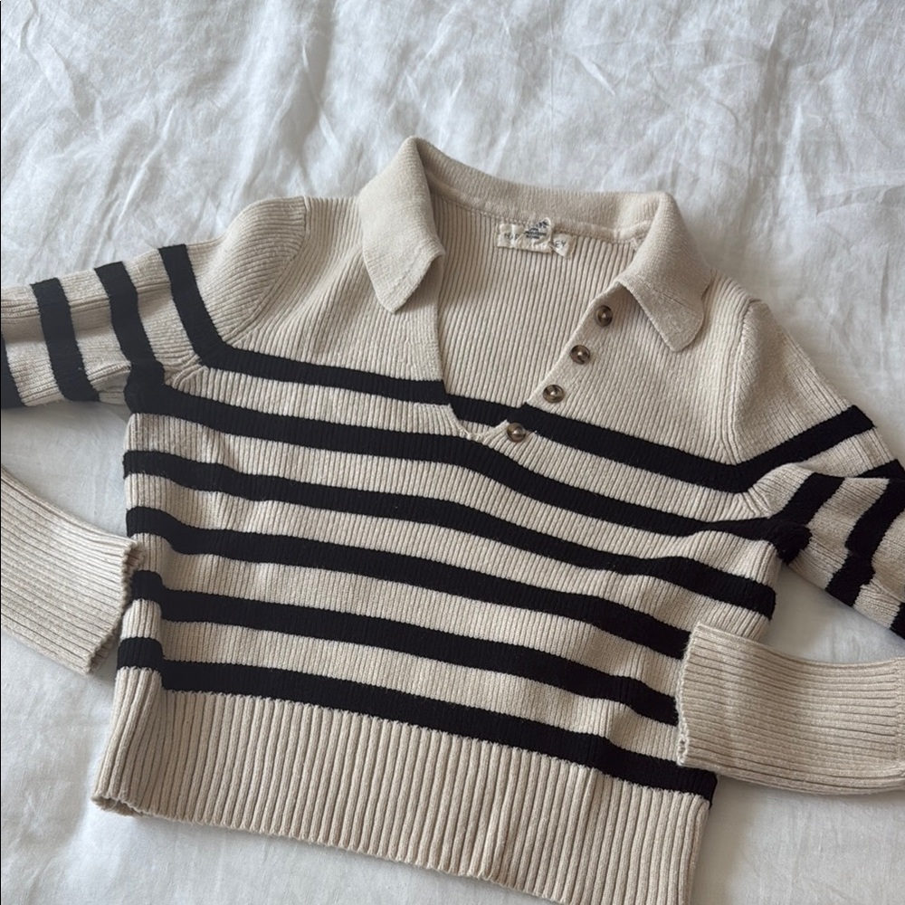 Striped Black and Cream Sweater